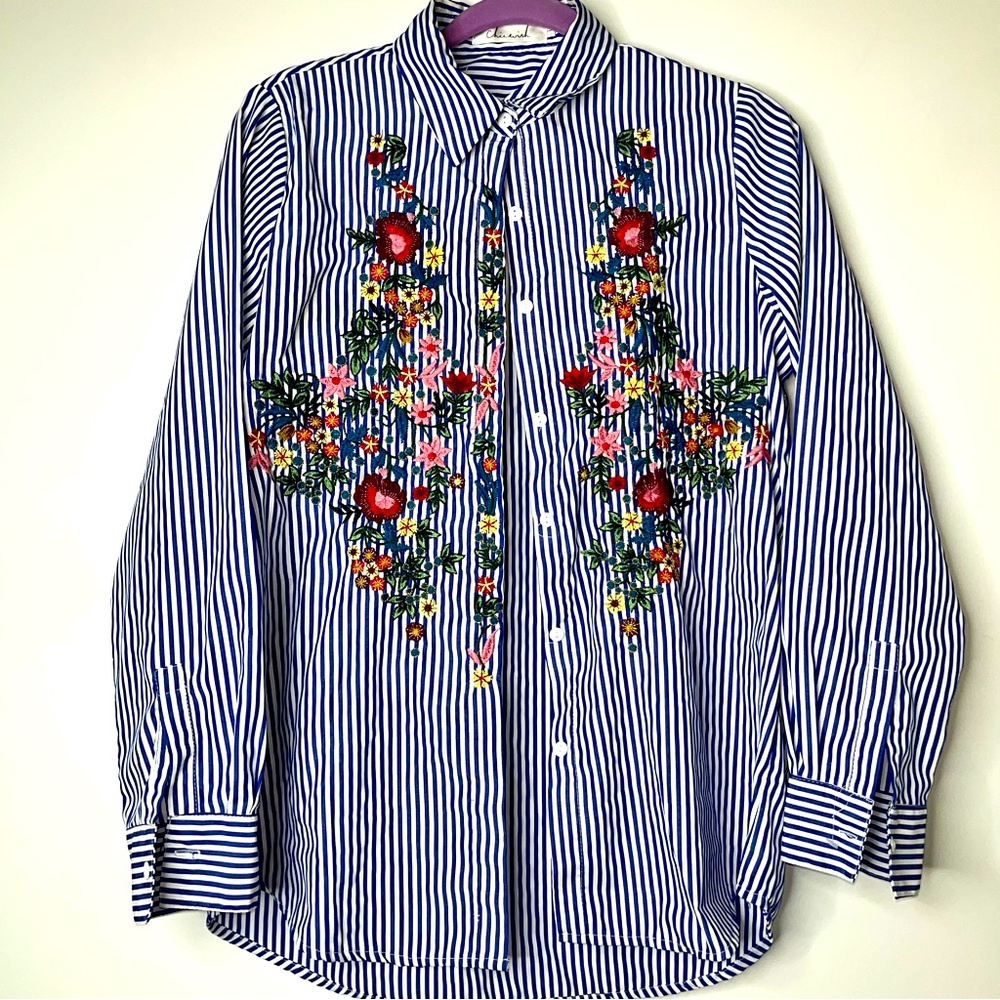 COPY - ChicWish Embroidered Button Down Tunic Length